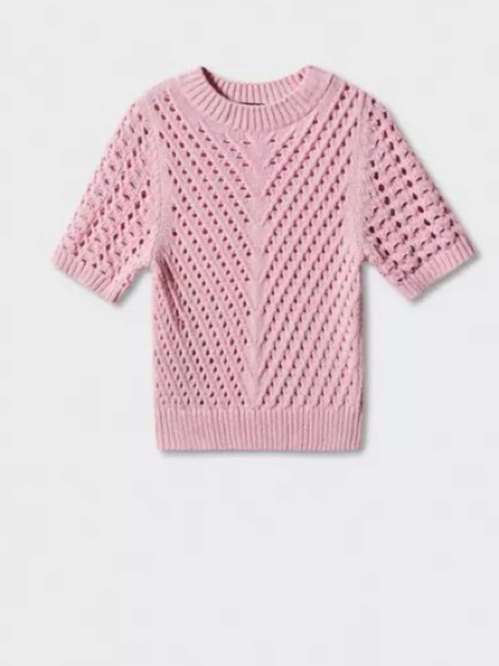 Openwork short-sleeved sweater